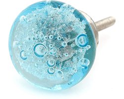 Glazen Lade Knoppen - Kastknoppen Deurknoppen - Meubeldecoratie - Handgemaakt Vintage Stijl - 3.8cm Diameter - Aqua Blauw