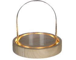 Glazen LED stolp Ø100 mm H.105 mm met houten basis - 1 st