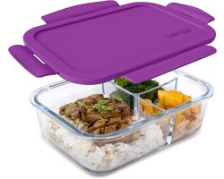 Glazen Lunchbox met Drie Vakken - Lekvrij en Ovenbestendig