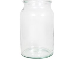 Glazen melkbus bloemen vaas/vazen smalle hals 14.5 x 23 cm - Transparante bloemenvazen van glas