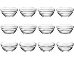 Glazen Mengkommen - Dessert Schalen - Eten Serveren - Handgemaakt Glaswerk - 12 Stuks - Transparant