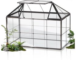 Glazen Mini Broeikas - Planten Terrarium - Planten Groei - Eenvoudig Ontwerp - 23 x 14 x 18 cm - Zwart