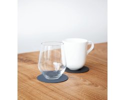 Glazen Onderzetter - Cirkel Leer - Tafel Beschermen - Gerecycled Materiaal - 10 cm - Blauw Zwart