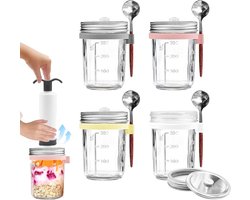 Glazen Ontbijt Potten - Bewaar Potten - Verse Producten - Vacuüm Verzegeld - 350 ml