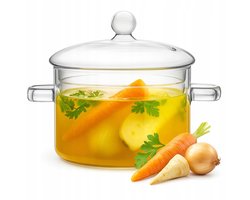 Glazen Pan 1,5L met Deksel - Hittebestendig, Transparant, 15cm