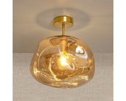 Glazen Plafondlamp Goud met Amberglas – Marly