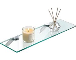 Glazen Plank - Badkamer Plank - Opbergen - Gehard Glas - 38.5 cm - Zilver