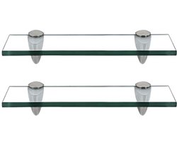 Glazen Plank met Wandhouder - Heldere Glasplank voor Badkamer en Keuken | 30 x 10 cm | ESG Veiligheidsglas