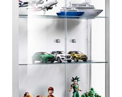 Glazen planken, 3-delige set incl. plankdragers & afdekkappen – transparant – voor wandvitrines met 2 deuren