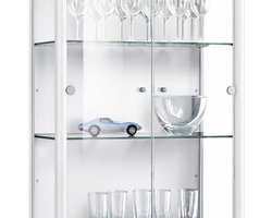 Glazen planken, 4-delige set incl. plankdragers & afdekkappen – transparant – voor staande vitrines met 2 deuren