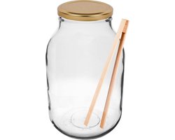 Glazen Pot 3 liter -inclusief deksel & houten tang -Glazenpot - pot