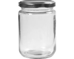 Glazen pot. transparant. H: 11 cm. d: 7.5 cm. 370 ml - 6 st