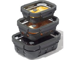 Glazen potjes voor levensmiddelen met deksel, 3-delige set, 1 x 370 ml / 1 x 640 ml / 1 x 1050 ml, robuust borosilicaatglas, lekvrij, vaatwasmachinebestendig, temperatuurbestendig, BPA-vrij, meal prep