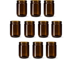 Glazen potten 500ml | 10 stuks | donker glas | met deksel | weckpot | inmaakpot | opbergpot | pot