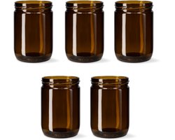 Glazen potten 500ml | 5 stuks | donker glas | met deksel | weckpot | inmaakpot | opbergpot | pot