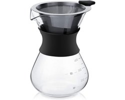 Glazen Pour-Over Koffiezetapparaatset - 400ml -voor vers gezette koffie - Eenvoudig in gebruik - Eenvoudig schoon te maken - Geschikt voor thuis- en kantoorgebruik - Ideaal voor koffieliefhebbers - Praktisch en stijlvol design