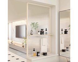 Glazen Privacyscheidingswand - Badkamer Scherm - Ruimtes Verdelen - Met Handdoekenrek - 50x80cm - Wit