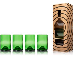 Glazen Rebottled Groen 330 ml - 4 stuks - gemaakt van gerecyclede wijnflessen