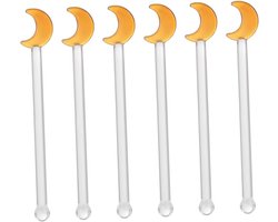 Glazen Roerstaafjes - Mix Stokjes - Dranken Mixen - Set van Zes - 12 cm Lengte - Transparant