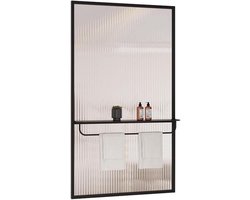 Glazen Ruimteverdeler - Decoratieve Scheidingswand - Privacy Creëren - Handgemaakt IJzeren Frame - 30 x 60 cm - Zwart