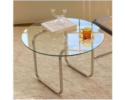 Glazen Salontafel - Bijzettafel Rond - Woonkamer Inrichting - Gehard Glas - 60 cm - Chroom