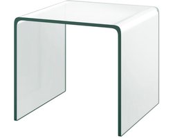 Glazen salontafel – Consoletafel met geïntegreerde bijzettafel en antislipvoetjes, transparant