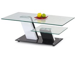 Glazen salontafel Savana 110 cm breed wit met zwart
