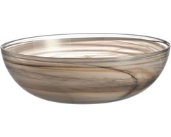 Glazen Schaal - Decoratieve Kom - Eten Serveren - Handgemaakt Unicaat - 28 cm Diameter - Beige