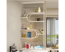 Glazen Scheidingswand - Kamerverdeler Privacy Scherm - Ruimte Indelen - Gestreept Glas Ontwerp - 50x20x80cm - Wit