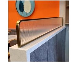 Glazen Scheidingswanden - Tafelverdelers Ruimte - Privacy Creëren - Gestreepte Glasafwerking - 50x25cm - Goud