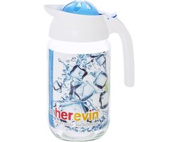 Glazen schenkkan/karaf 1,5 liter met deksel - Sapkannen/waterkannen/schenkkannen