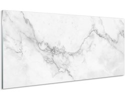 Glazen Schilderij - Wanddecoratie Glas - Keuken Woonkamer Inrichten - 4mm Gehard Veiligheidsglas - 125x50 cm - Marmer Steen