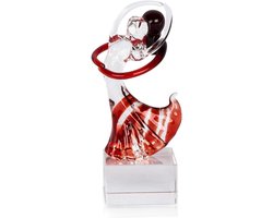 Glazen sculptuur - Glasfiguur danseres - Woondecoratie - Filigraan Flamenco-dansers - 5x14x5cm - Rood en helder