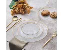 Glazen Servies Set voor 4 Personen 12-delig - Transparant Goud borden set 6 person