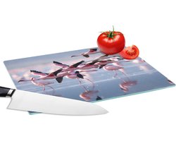 Glazen Snijplank - 28x20 - Flamingo - Vogel - Water - Roze - Snijplanken Glas
