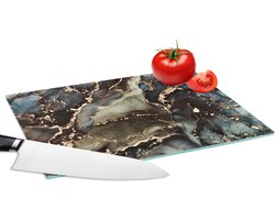 Glazen Snijplank - 28x20 - Marmer - Goud - Groen - Snijplanken Glas