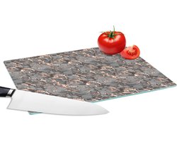 Glazen Snijplank - 28x20 - Marmer - Rose goud - Stenen - Snijplanken Glas