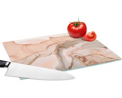 Glazen Snijplank - 28x20 - Marmer - Roze - Rosé - Snijplanken Glas