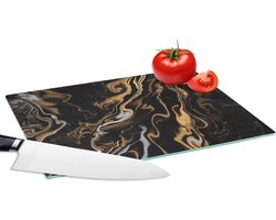 Glazen Snijplank - 28x20 - Marmer - Zilver - Goud - Abstract - Snijplanken Glas