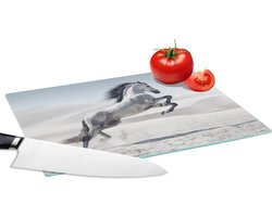 Glazen Snijplank - 28x20 - Paard - Dieren - Zand - Natuur - Snijplanken Glas