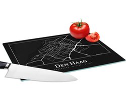 Glazen Snijplank - 28x20 - Plattegrond - Den Haag - Kaart - Stadskaart - Snijplanken Glas