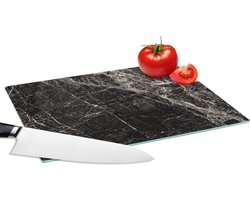 Glazen Snijplank - 28x20 - Stenen - Marmer - Zwart - Wit - Snijplanken Glas