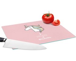 Glazen Snijplank - 28x20 - Unicorn - Quotes - Roze - I was born a unicorn - Meisjes - Kind - Snijplanken Glas