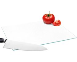 Glazen Snijplank - 28x20 - Wit - Kleuren - Neutraal - Snijplanken Glas - Snijplank glas transparant