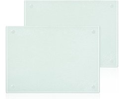 Glazen Snijplank - 28x20cm - 2 Stuks Verstevigd Glas met Antislip Siliconen Voetjes - Hittebestendige Glasplaat voor Keuken Werkblad of Tafel