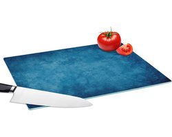 Glazen Snijplank - 39x28 - Beton - Blauw - Vintage - Structuur - Industrieel - Snijplanken Glas