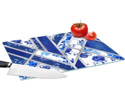 Glazen Snijplank - 39x28 - Delfts blauw - Design - Abstract - Snijplanken Glas
