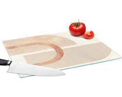 Glazen Snijplank - 39x28 - Design - Roze - Beige - Snijplanken Glas