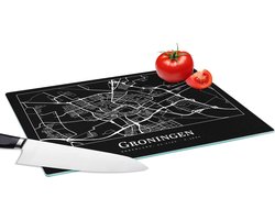 Glazen Snijplank - 39x28 - Groningen - Plattegrond - Kaart - Stadskaart - Snijplanken Glas