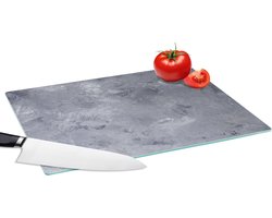 Glazen Snijplank - 39x28 - Leisteen - Beton - Retro - Structuren - Grijs - Rustiek - Snijplanken Glas